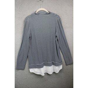 J.Jill Wearever Long Sleeve Mock Neck Tunic-Size Medium-Striped-Preppy